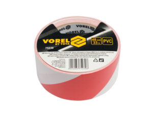 VOREL Jelzőszalag öntapadós piros-fehér 48 mm x 33 m PVC