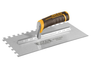 INGCO Fogazott glettvas 130 x 280 mm inox 10 x 10 mm lágy fogantyús