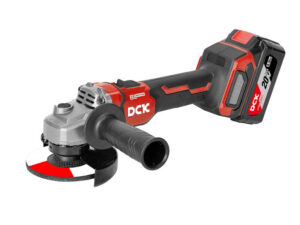 DCK Könnyített akkus sarokcsiszoló 125 mm szénkefe nélküli 20 V (2 x 4,0 Ah akku + töltő)