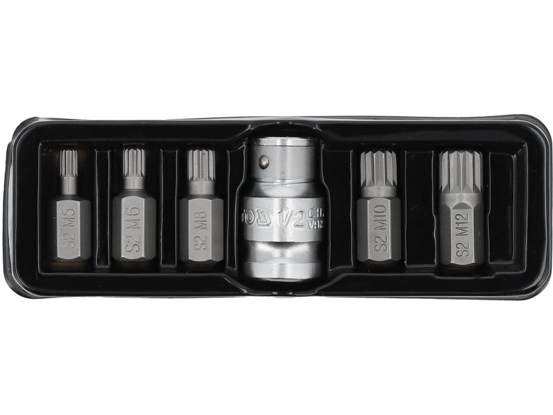 YATO Bit készlet 6 részlet SPLINE M5-M12 L=30 mm 1/2"