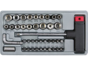 VOREL Bithegy és dugókulcs készlet 41 részes 1/4" T-nyéllel CrV