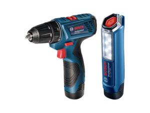BOSCH Akkus fúrócsavarozó GSR 120-LI + GLI 12V-300 lámpa (2 x 2,0 Ah akku + töltő) kofferben