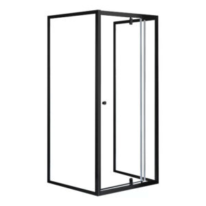 Flexi falsíkra szerelhető szögletes zuhanykabin 90x90 cm zuhanytálca nélkül fekete
