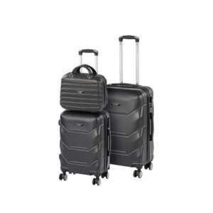 TraveLux Max VIII gurulós bőrönd szett fekete