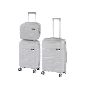 TraveLux Voyager VIII gurulós bőrönd szett szürke