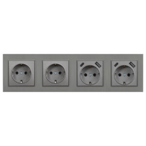 Nova IV kettő földelt csatlakozóaljzat dugalj kettő USB csatlakozóval szürke kerettel