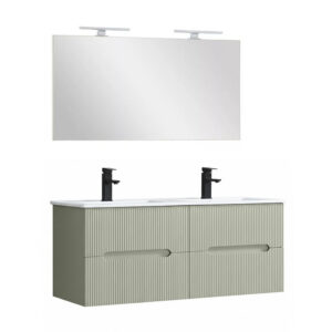Trent Fürdőszobabútor 120 cm kerámia mosdóval tükörrel 60x120 cm olivazöld