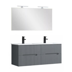 Trent Fürdőszobabútor 120 cm kerámia mosdóval tükörrel 60x120 cm antracit szürke