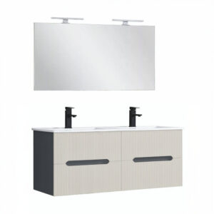 Trent Fürdőszobabútor 120 cm kerámia mosdóval tükörrel 60x120 cm antracit szürke-fehér
