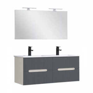 Trent Fürdőszobabútor 120 cm kerámia mosdóval tükörrel 60x120 cm fehér-antracit szürke
