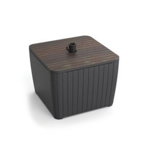 Deco Luzon műrattan napernyőtartós kerti asztal dió-grafit