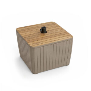 Deco Luzon műrattan napernyőtartós kerti asztal kőrisfa-cappuccino