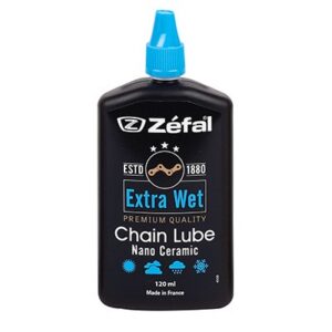ZEFAL Extra Wet kerékpár lánc- és váltókenőanyag (120 ml) – minden időjárási körülményhez, magas tartósság, kerámia összetevővel