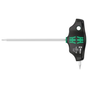 WERA 467 HEX PLUS T6x100mm fekete-zöld T-markolatú Torx kulcs (tartóval, 7 darabos készlet) – Német márka, műhelyekhez