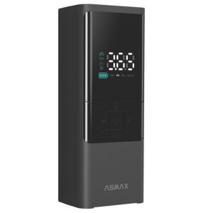 ASMAX T40 digitális hordozható univerzális kompresszor-gonfleur-pumpa, 150 PSI, 10 bar, power bank, világítás, nyomásérzékelés, előre beállítható nyom