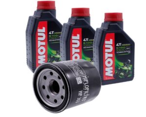 MOTUL olajcsere készlet 3L 4-ütemű 10W40 5100 motorolaj + HIFLOFILTRO HF303 olajszűrő Honda CBR 600 1000, Kawasaki ZXR 750, ZX-6R, Yamaha YZF-R6, MT-0