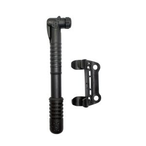 PERF Mini kerékpár pumpa, műgyanta, L 250mm, Presta/Shrader, fekete, kulacstartó rögzítéssel