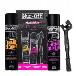 Muc-Off Motorcycle Chain Care Kit motorkerékpár-lánctisztító és -kenő készlet, 2 spray + kefe