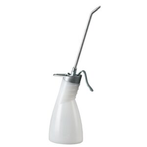 PRESSOL BURETTE 500 ml áttetsző polietilén olajozó, sárgaréz pumpával, merev 165 mm kifolyócsővel, cseppmentes rendszer