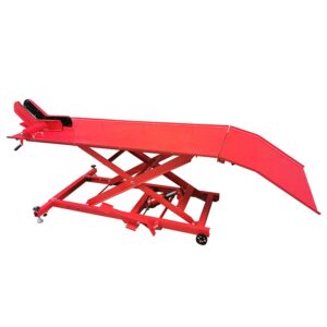 P2R (Motorisé) P2R motoros emelőasztal acélból, piros, 180x60 cm, min. magasság 21 cm, max. 71 cm, max. terhelhetőség 450 kg