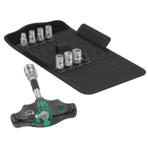 WERA 400 Kompakt 1/4" T-markolatú racsnis csavarhúzó 1/4" bitekhez – 9 részes készlet – Német műhelyszerszám