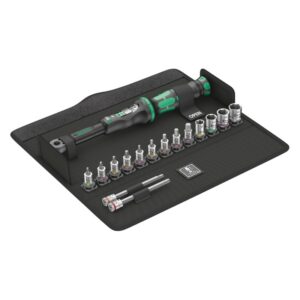 WERA BICYCLE TORQUE A5 NYOMATÉKKULCS 1-4 - Meghúzás 1, 2 + 25 Nm - Dugókulcsokkal és bitekkel - FEKETE-ZÖLD (16 DARABOS KÉSZLET)