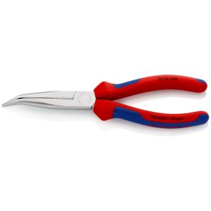 KNIPEX Pro félig kerek, hajlított végű csőrös fogó, 200 mm, krómozott, kényelmes piros-kék markolattal (26 25 200), Made in Germany