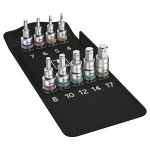 WERA 8740 C HF Zyklop 1/2" hatszögletű dugókulcs készlet (9 darabos), német márka, műhelyhasználatra